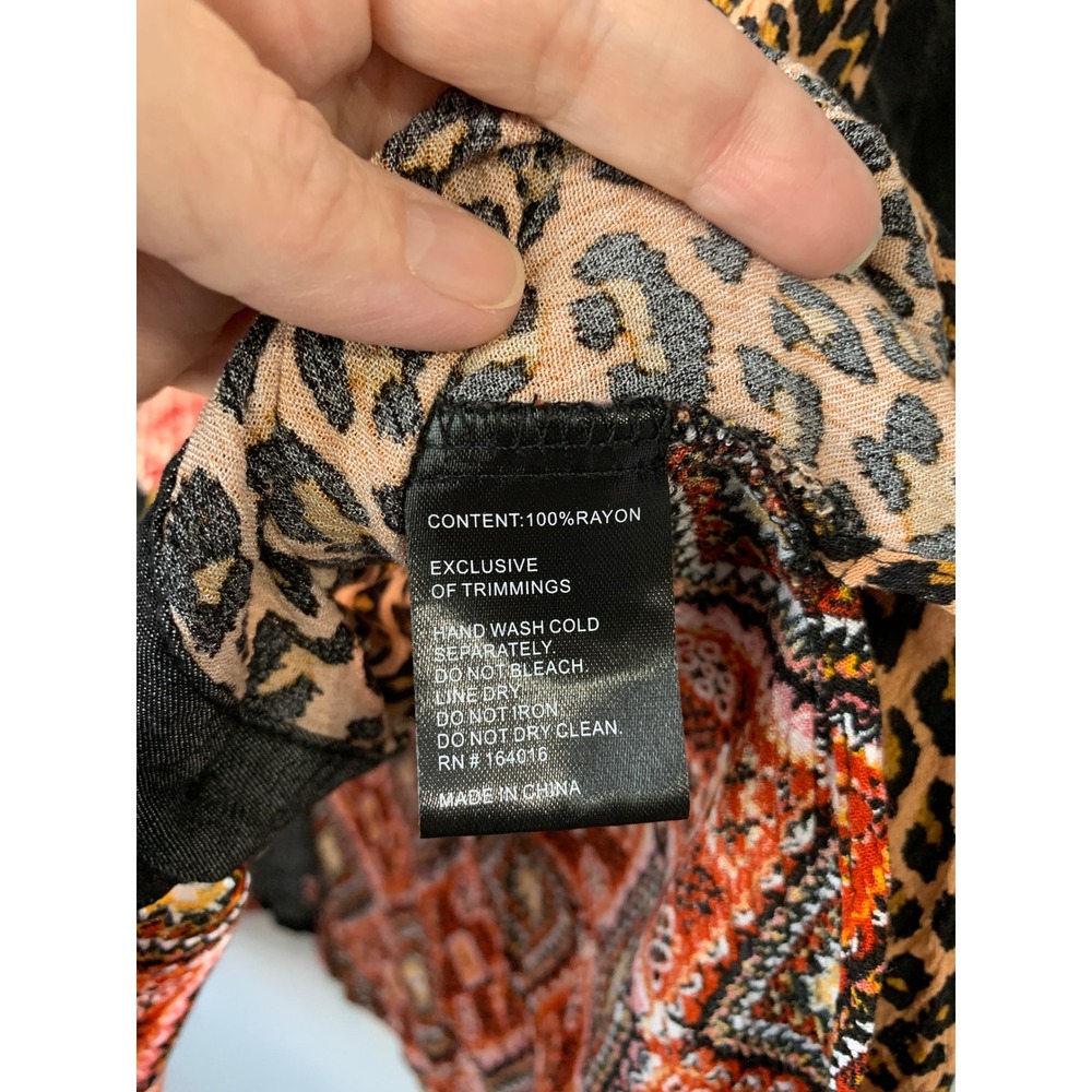 Caleoas Button Down Shirt Patchwork Floral Leopar… - image 8